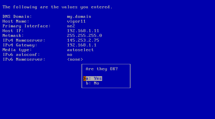 Confirming network parameters
