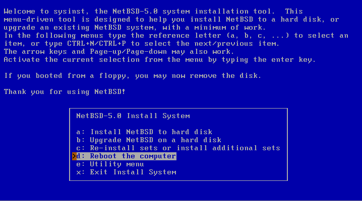 Reboot to finish installation