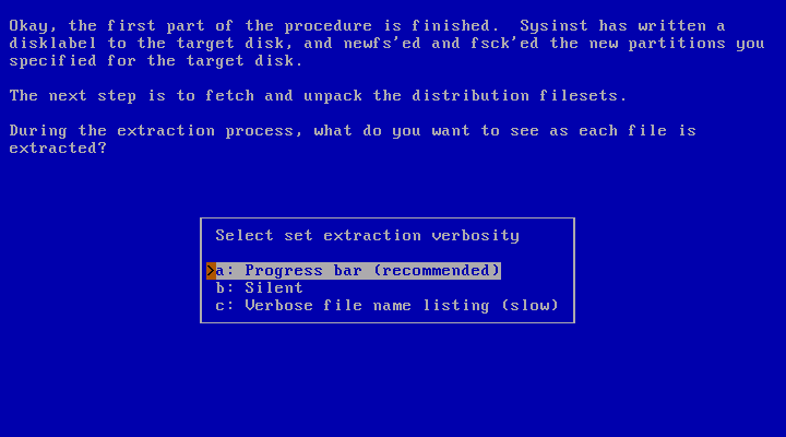 Choosing the verbosity of the extraction process