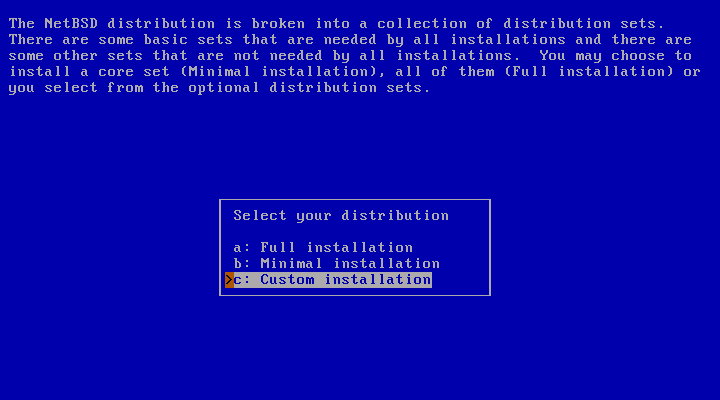 Choosing the distribution filesets